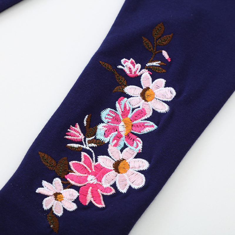 Mädchen Leggings mit floralem Stickdesign Drune