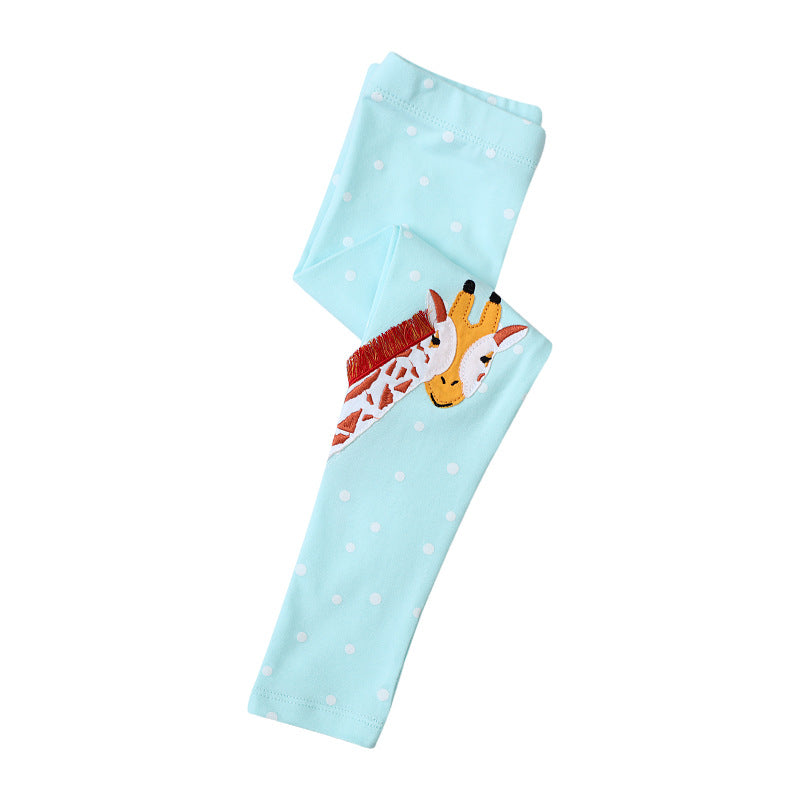 Mädchen Leggings mit entzückender Giraffen- und Regenbogenapplikation Drune