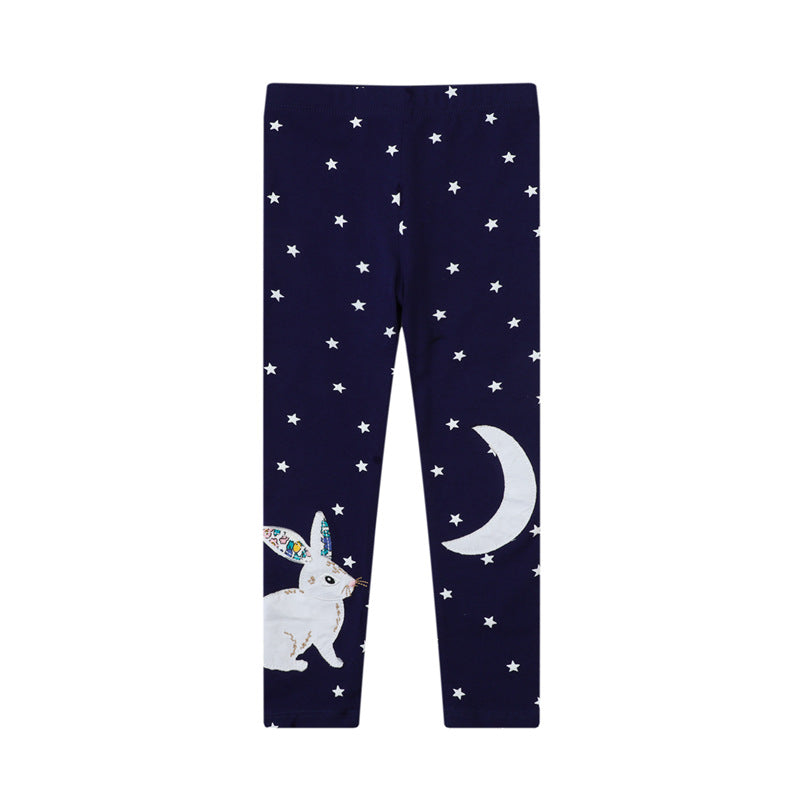 Mädchen Leggings mit verspieltem Hasen- und Sternenmotiv Drune