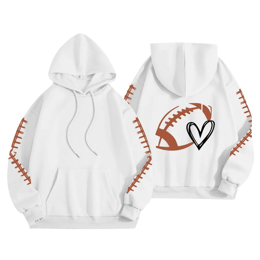 Damen Kapuzenpullover mit kreative Football-Motiv und lässigen Schnitt