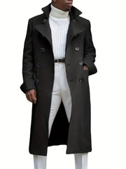 Herren eleganter Langmantel mit doppelter Knopfleiste und modernem Schnitt Aliams