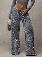 Damen extravagante Palazzohose mit Paillettenbesatz