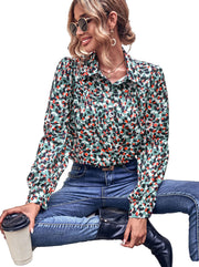 Damen Bluse mit floralem Druck und modischem Puffärmel