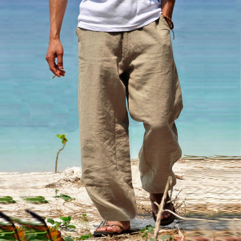 Herren Luftige Leinenhose mit elastischem Bund und praktischen Seitentaschen Heidi-Mode