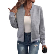 Damen sportliche Bomberjacke mit strukturiertem Design und hohen Bündchen Heidi-Mode