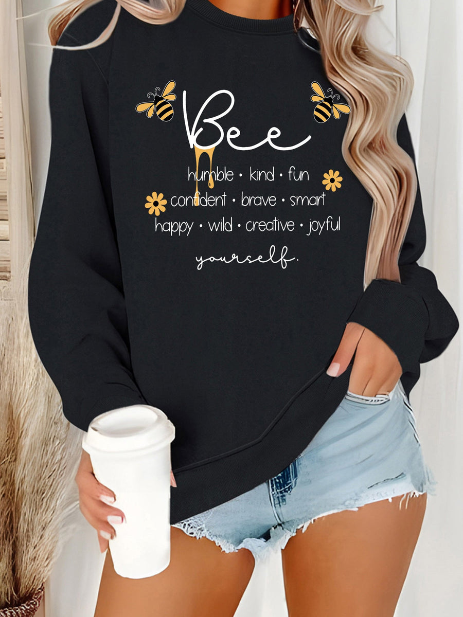 Damen Sweatshirt mit inspirierendem Bienenmotiv und positiven Affirmationen