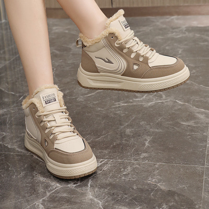 Damen modische High-Top Sneakers mit kuscheligem Fleecefutter und rutschfester Sohle