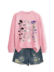 Damen Sweatshirt mit floralem Grafikdesign und weichem Innenfutter