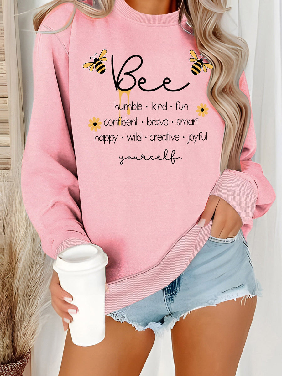 Damen Sweatshirt mit inspirierendem Bienenmotiv und positiven Affirmationen