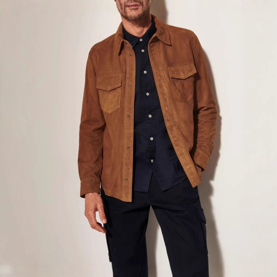 Herren Wildlederjacke mit stilvollen Pattentaschen Aliams