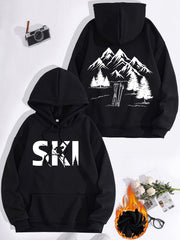 Damen Kapuzenpullover mit kunstvollem Ski-Design und gemütlicher Passform