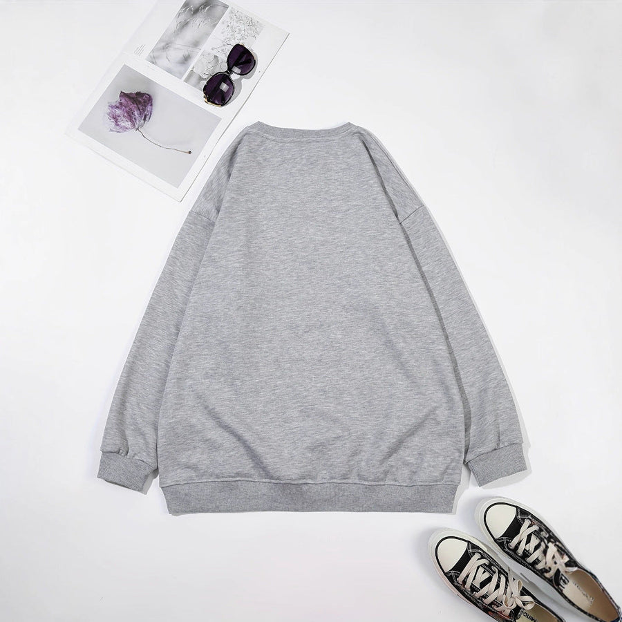 Damen Sweatshirt mit kreativem botanischem Aufdruck