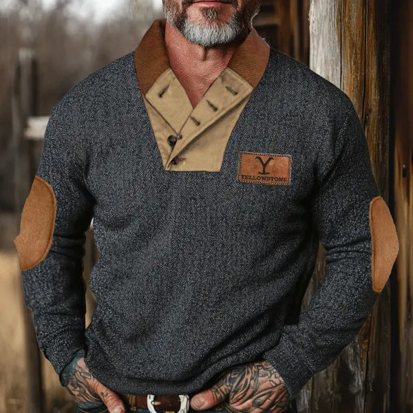 Herren vielseitiger Baumwollpullover mit strukturiertem Kragen Aliams