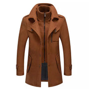 Herren eleganter Wollmantel mit abnehmbarer Kapuze Aliams