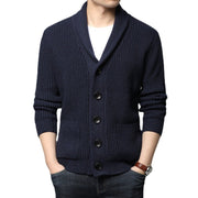 Herren Strickjacke mit hoch geschlossenem Kragen und praktischen Taschen Aliams