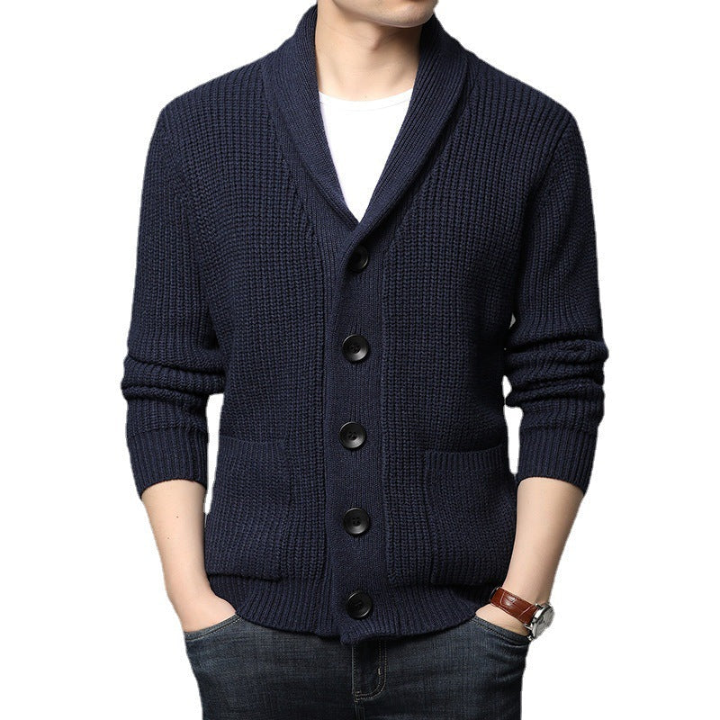 Herren Strickjacke mit hoch geschlossenem Kragen und praktischen Taschen Aliams