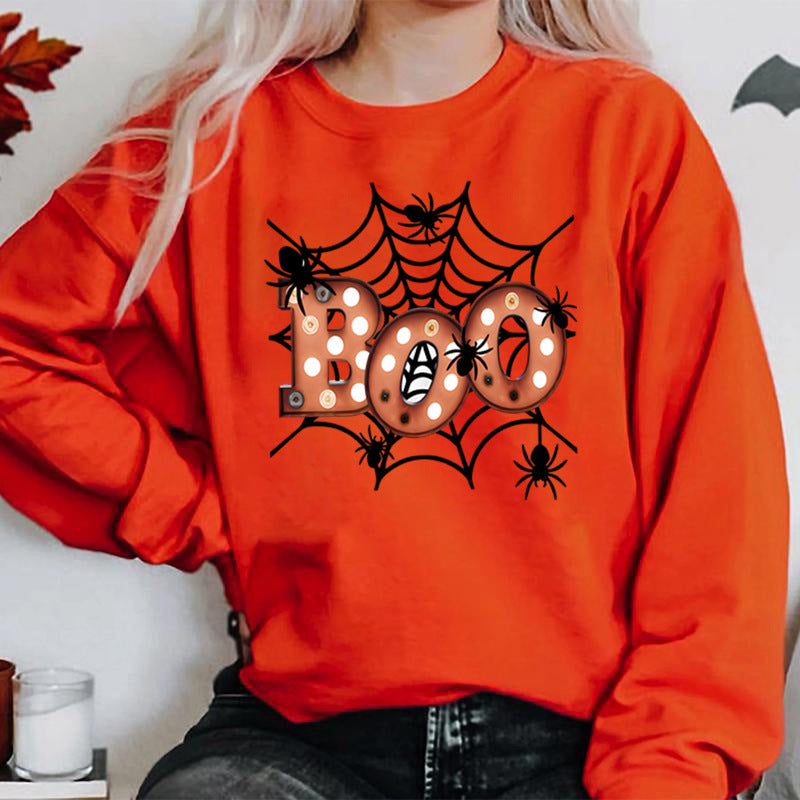 Damen Sweatshirt mit kreativem Halloween-Spinnennetzdesign