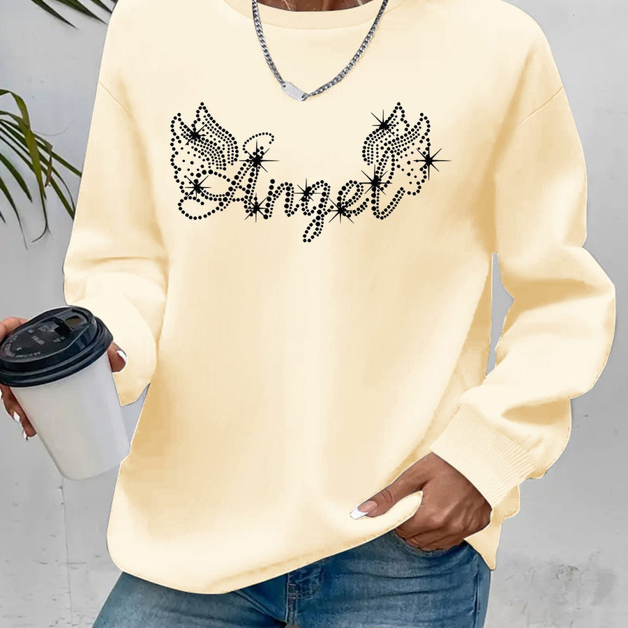 Damen Sweatshirt mit glitzerndem Aufdruck und lässigem Schnitt