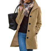 Damen elegante Wollmantel mit modernem Kragen und praktischen Taschen