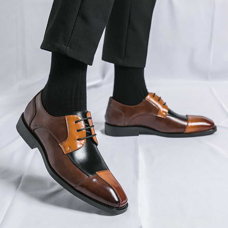Herren Elegante Schnürschuhe mit zweifarbiger Lederoptik