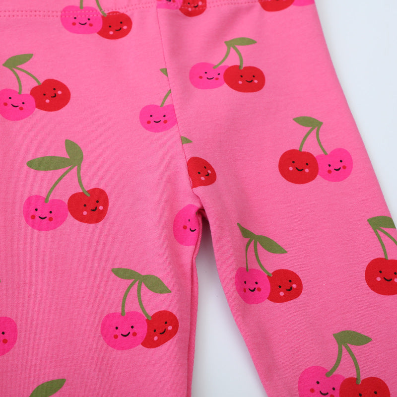 Mädchen Leggings mit fröhlichem Kirschmuster Drune