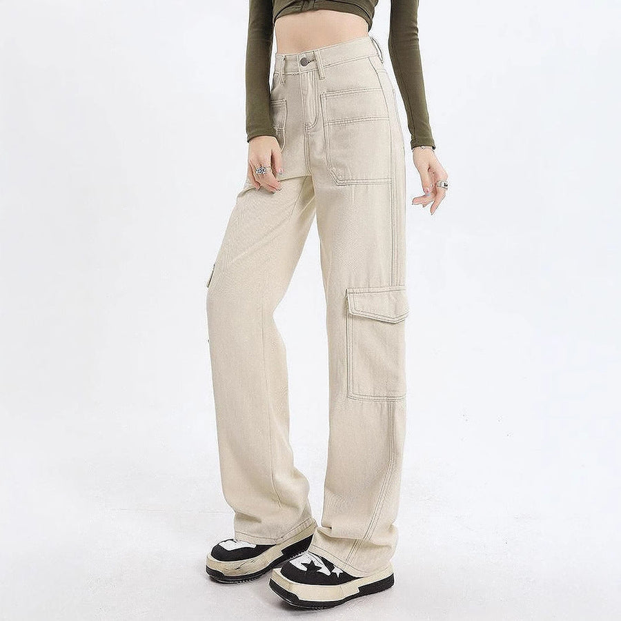 Damen Cargo-Jeans mit hoher Taille und praktischen Taschen