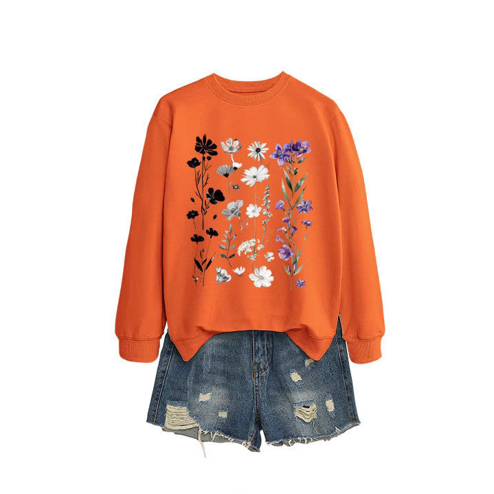 Damen Sweatshirt mit floralem Grafikdesign und weichem Innenfutter