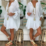 Damen nan leichte Leinen-Tunika mit Knotenfront und Lochspitzen-Shorts Drune