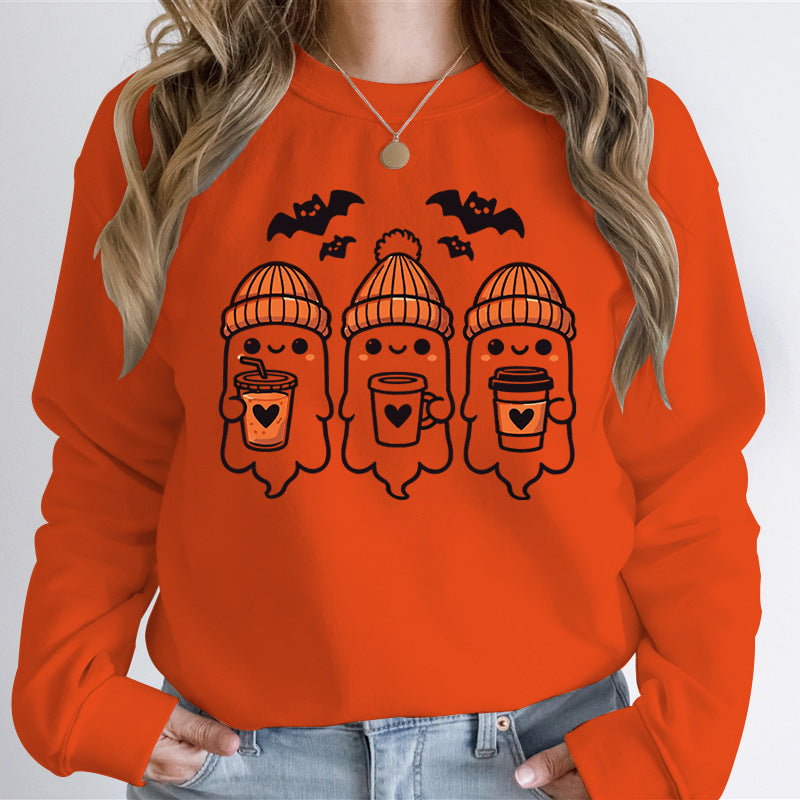 Damen Sweatshirt mit fröhlichem Gespenster-Design und gemütlicher Passform