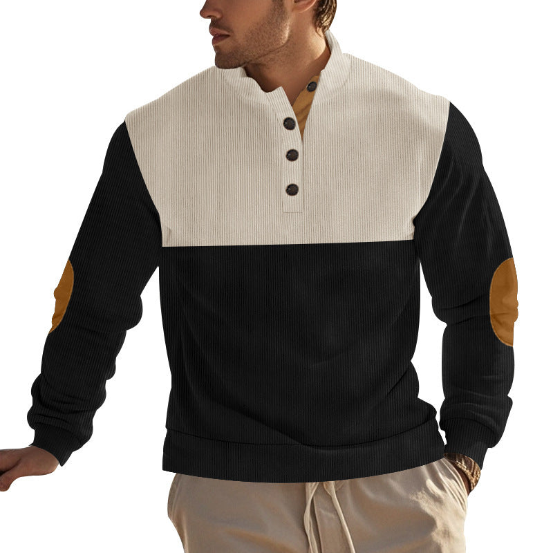 Herren modischer Stehkragen-Pullover mit eleganten Knöpfen Aliams