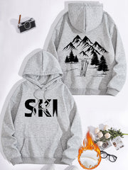 Damen Kapuzenpullover mit kunstvollem Ski-Design und gemütlicher Passform