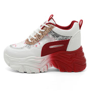 Damen Sportliche Glitter Sneakers mit trendiger Plateausohle