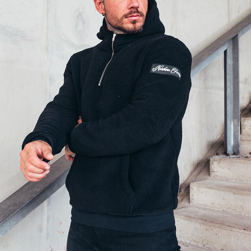 Herren kuscheliger Fleece-Pullover mit praktischem Kängurutasche Aliams