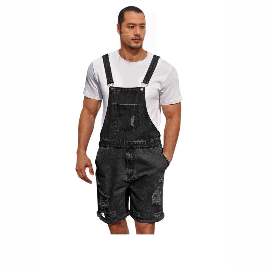 Herren Lässige Denim-Latzhose im distressed Look Heidi-Mode