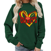 Damen Sweatshirt mit Herzmotiv und kreativen Sportgrafiken