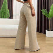 Damen lässige hohe Bundhose mit gestreiftem Design