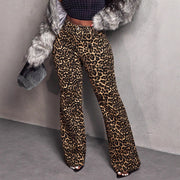 Damen elegante Schlaghose im modischen Animal-Print