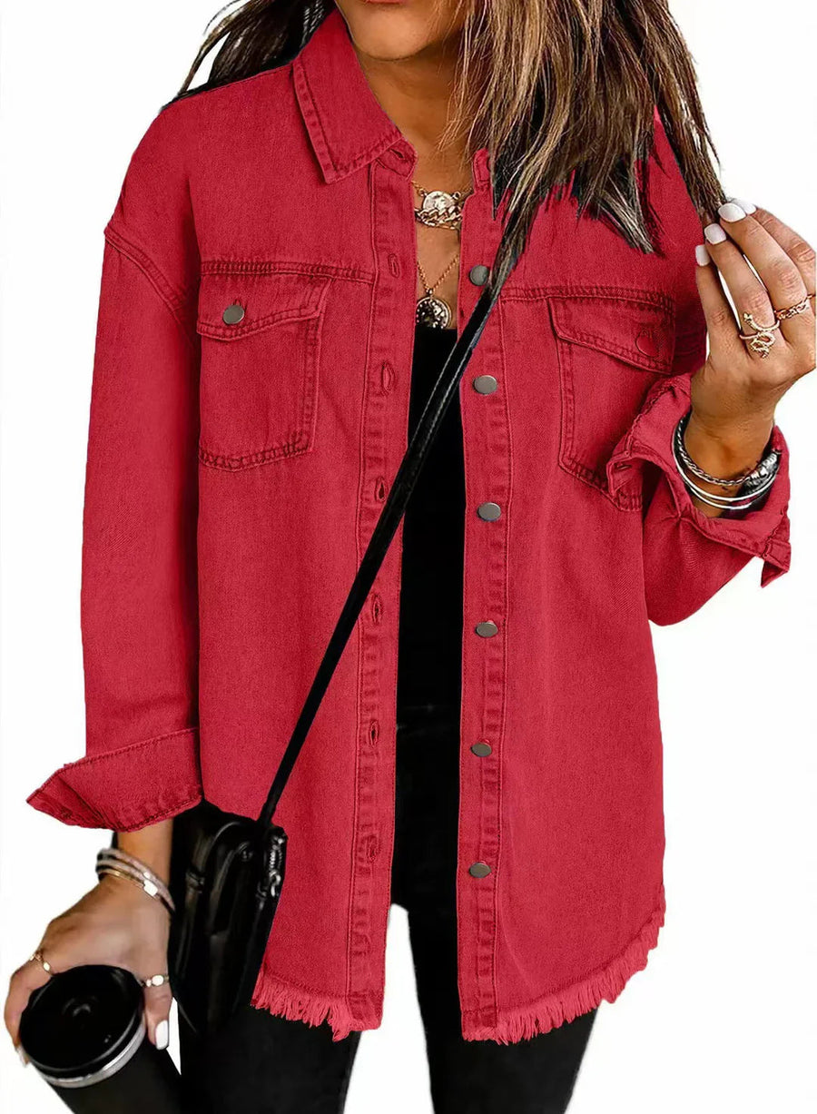 Jolien – LangärMelige Jeansjacke Mit Taschen