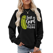 Damen Sweatshirt mit humorvollem Gurkenmotiv und lässigem Schnitt
