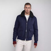 Herren modische Bomberjacke mit weichem Teddyfellkragen Aliams