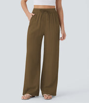 Damen weite Palazzo-Hose mit elastischem Bund und praktischen Taschen