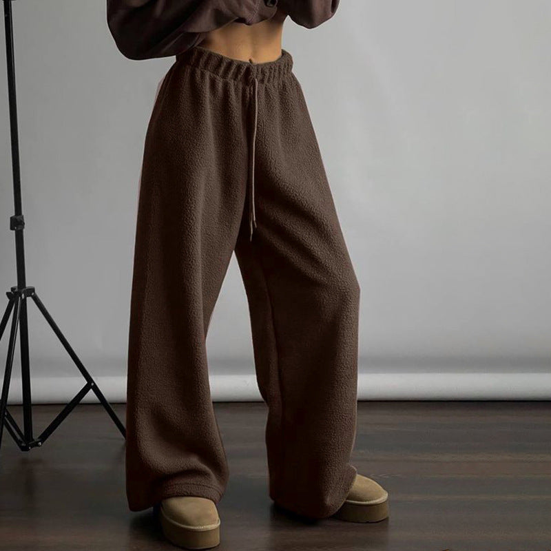 Damen kuschelige Freizeithose mit hohem Bund und seitlichen Taschen