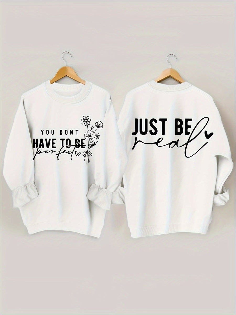 Damen lässiger Pullover mit inspirierenden Botschaften