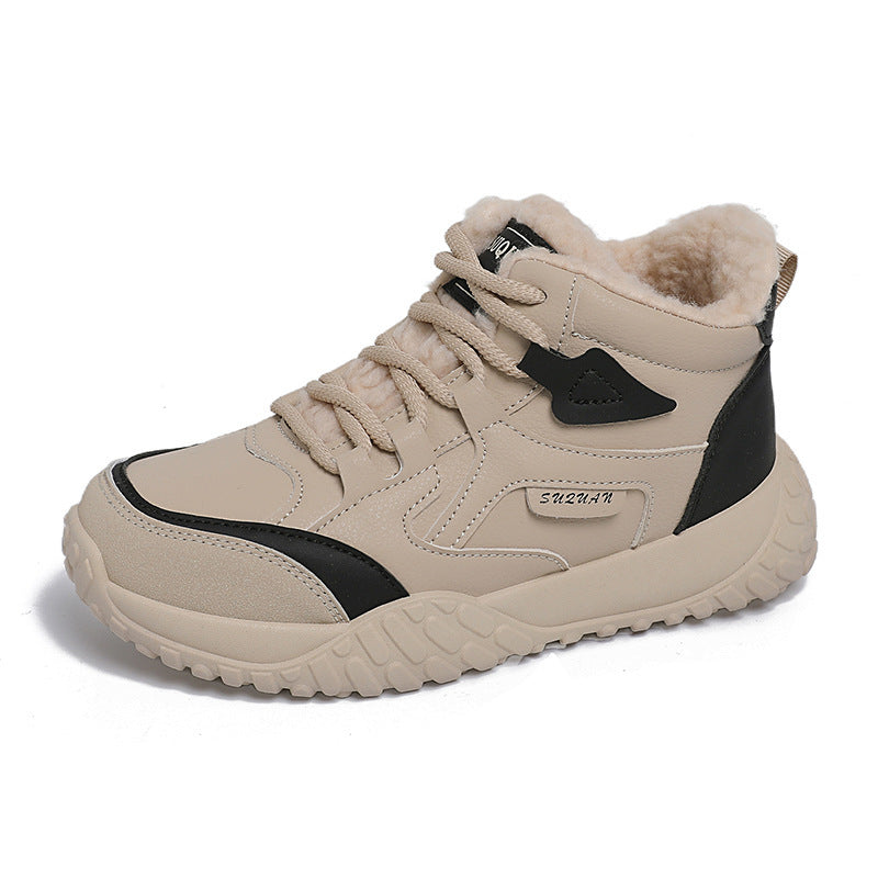 Damen trendige High-Top Sneakers mit weichem Fleece-Futter und rutschfester Laufsohle