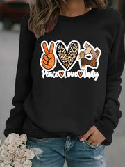 Damen Sweatshirt mit kreativem Peace, Love & Unity Motiv