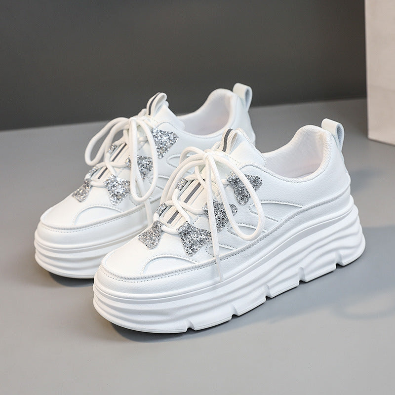 Damen Sportliche Chunky Sneakers mit Glitzer-Applikationen