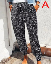 Damen nan lässige Leoparden-Print Jogginghose mit Tunnelzug, Eingrifftaschen und elastischen Bündchen Drune