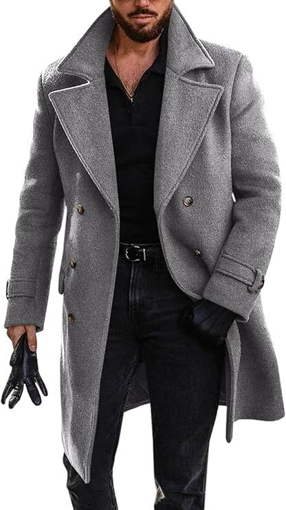 Herren eleganter Langmantel mit doppelter Knopfleiste Aliams