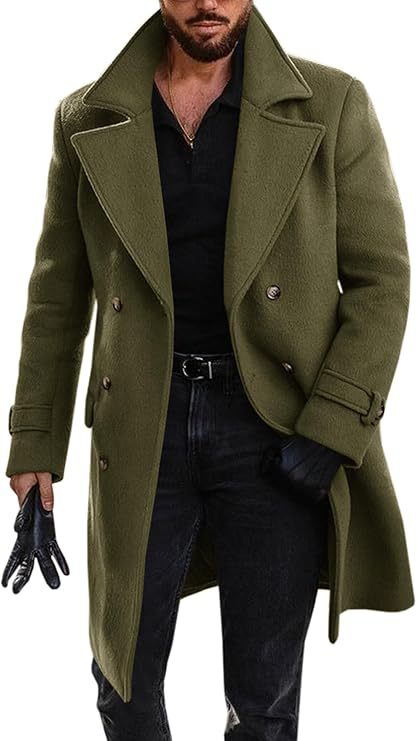 Herren eleganter Langmantel mit doppelter Knopfleiste Aliams