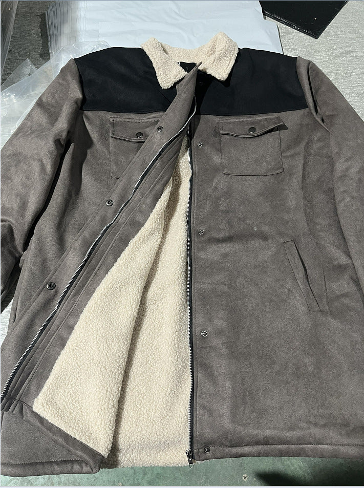 Herren stylische Lammfell-Bomberjacke mit warmem Teddyfell-Futter Aliams